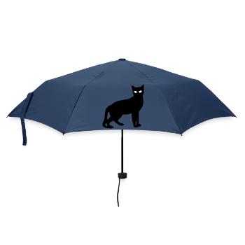 schwarze Katze Silhouette Geschenk Katzenliebhaber - Regenschirm (klein) - Navy - Vorne