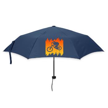 Radfahrer Silhouette Sonnenaufgang Biker - Regenschirm (klein) - Navy - Vorne