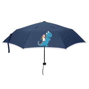 Unicorn Rides T Rex Dinosaurs I Cool Gift - Umbrella (small) - navy - Front