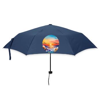 Sonnenuntergang über dem Meer - Regenschirm (klein) - Navy - Vorne