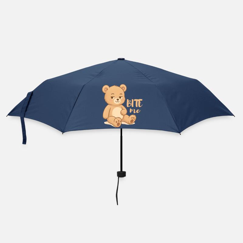 Cheeky teddy cutesy design with attitude - bite me - Umbrella (small) - navy