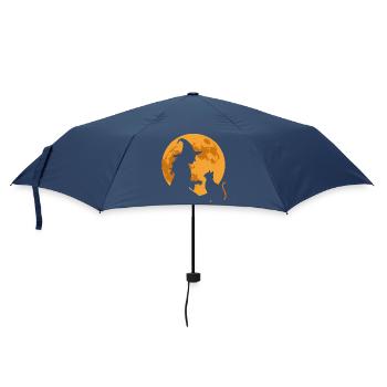 Mondlicht Hexe und Katze - Regenschirm (klein) - Navy - Vorne