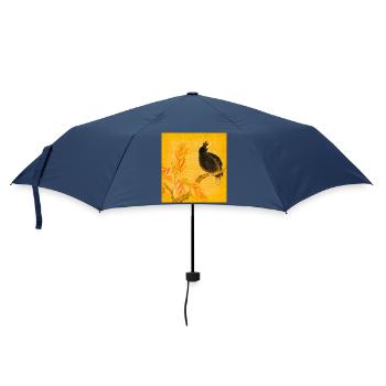 Oiseau chanteur noir sur fleurs jaunes - Parapluie standard - marine - Devant