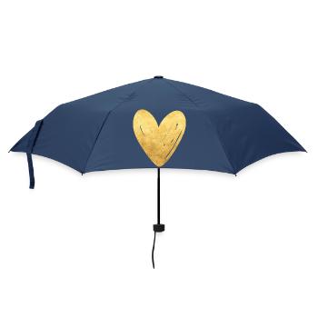 goldenes Herz - Regenschirm (klein) - Navy - Vorne
