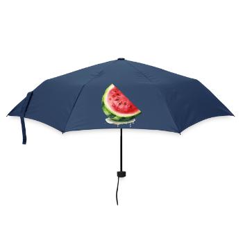 Aquarell-Wassermelone Scheibe - Regenschirm (klein) - Navy - Vorne