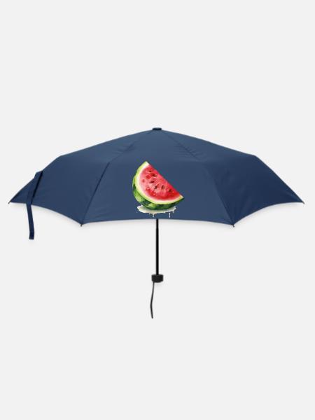 Aquarell-Wassermelone Scheibe - Regenschirm (klein) - Navy