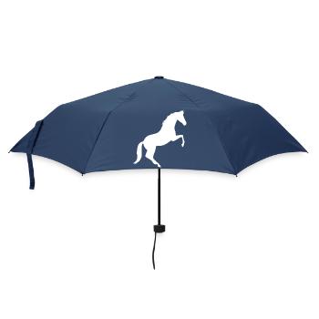 Pferde Silhouetten weiß Geschenk Reiter - Regenschirm (klein) - Navy - Vorne