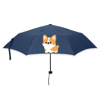 Corgi-Welpe Süßes Cartoon-Tee - Regenschirm (klein) - Navy - Vorne