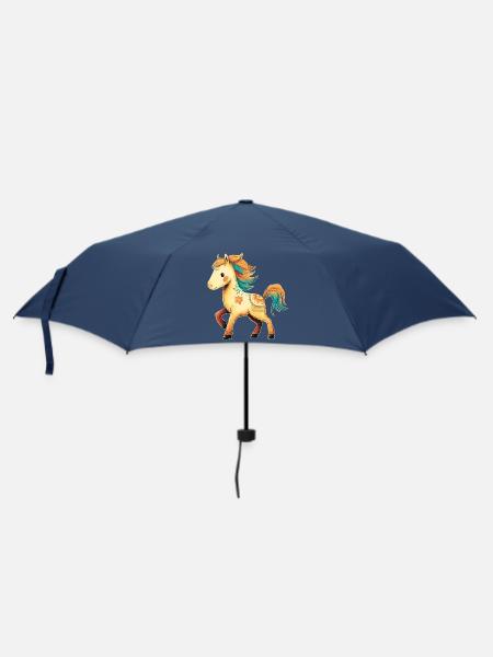 Pferd Pony - Regenschirm (klein) - Navy