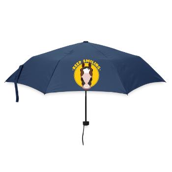 Lächelndes Pferdeporträt in gelbem Kreis - Regenschirm (klein) - Navy - Vorne