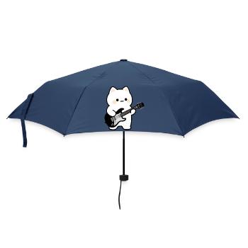 Kawaii Katze mit E-Gitarre - Regenschirm (klein) - Navy - Vorne