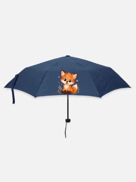 Süßer Kawaii Fuchs - Regenschirm (klein) - Navy