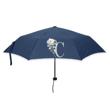 Buchstabe C mit floralem Motiv - Regenschirm (klein) - Navy - Vorne