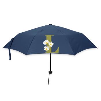 Lettre l vert marguerites - Parapluie standard - marine - Devant