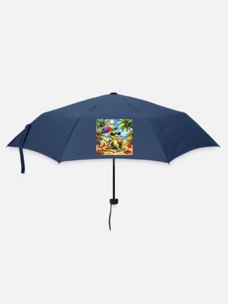 Gecko on the beach with sunglasses - Umbrella (small) - navy