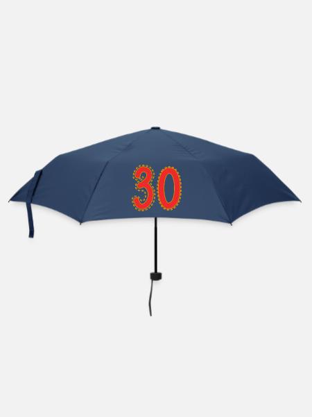 Nummer 30 auf farbigem Blattpapier - Regenschirm (klein) - Navy