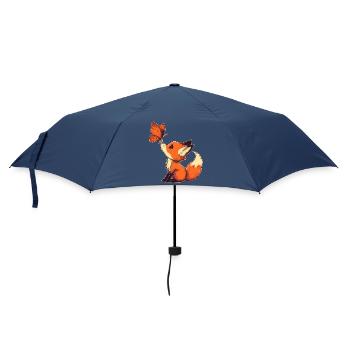 Fuchs mit Schmetterling - Regenschirm (klein) - Navy - Vorne
