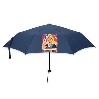 Girl Power Motive - Statement, Feminismus Frauen - Regenschirm (klein) - Navy - Vorne