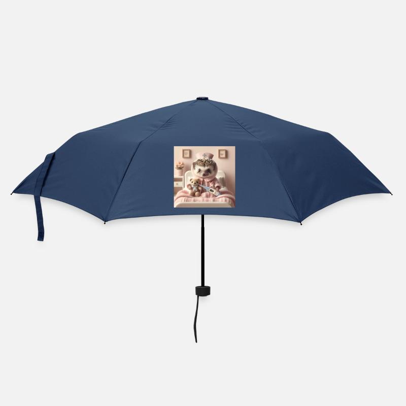 Süßer Igel mit Kuscheltier - Regenschirm (klein) - Navy