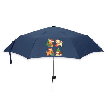 Weihnachtshunde mit Geschenken - Regenschirm (klein) - Navy - Vorne