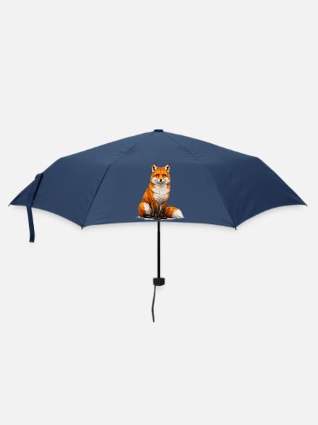 Fuchs Illustration Farbspiel - Regenschirm (klein) - Navy