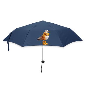Humorous seagull with rain boots and scarf - Umbrella (small) - navy - Front