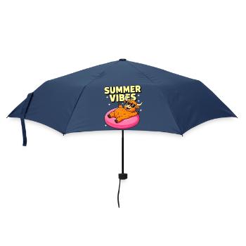 Vache des Highlands Summer Vibes sur Pink Float - Parapluie standard - marine - Devant