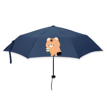 Kawaii Tiger mit Kaffeetasse - Regenschirm (klein) - Navy - Vorne