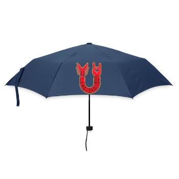 Rote U-förmige Gitarre mit Fingerhörnerhand - Regenschirm (klein) - Navy - Vorne