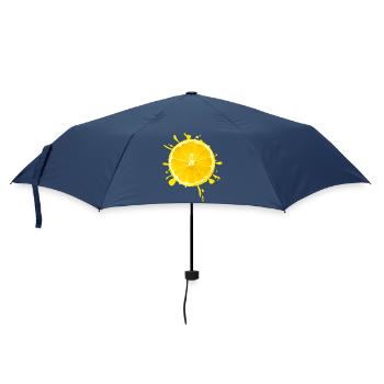Zitrus-Splash Gelb - Regenschirm (klein) - Navy - Vorne