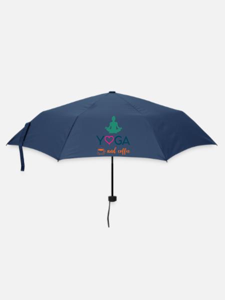 Yoga und Kaffee - Regenschirm (klein) - Navy