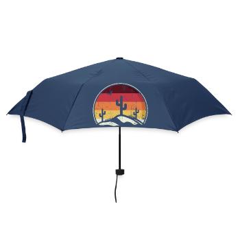 Wüste Sonnenuntergang Kakteen Kreis - Regenschirm (klein) - Navy - Vorne