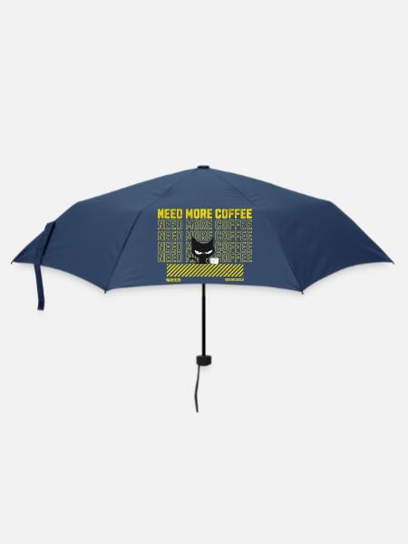 Black Cat with Coffee Mug Illustration - Umbrella (small) - navy