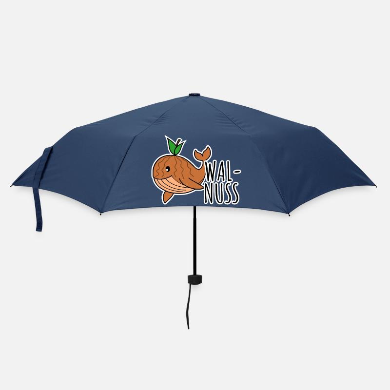 Walnuss - Halb Wal halb Nuss schwimmt lustig herum - Regenschirm (klein) - Navy