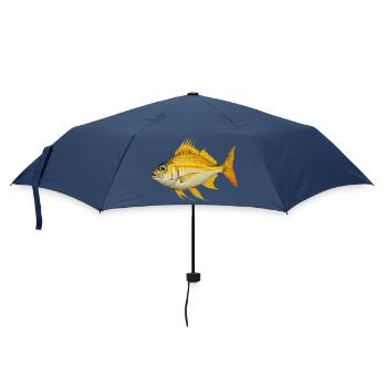 Yellow Orange Tropical Fish Illustration - Umbrella (small) - navy - Front