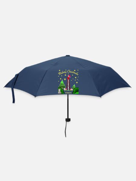 Weihnachten, Leuchtturm Campen, Kultiger Wolf - Regenschirm (klein) - Navy