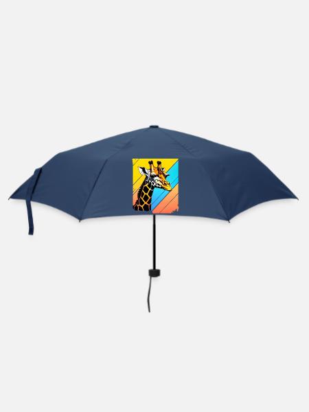Giraffe Pop Art Farbgeometrie - Regenschirm (klein) - Navy