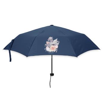 wunderschöner Drache im japanischen Stil & Blüten - Regenschirm (klein) - Navy - Vorne