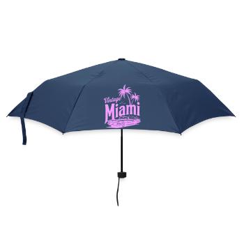 Vintage Miami Pink Palm Trees & Classic Car Design - Umbrella (small) - navy - Front