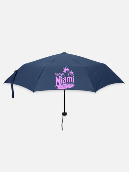 Vintage Miami Pink Palmen & Oldtimer Design - Regenschirm (klein) - Navy