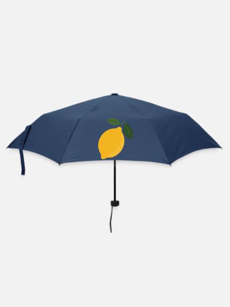 Zitrone & Blätter Illustration - Regenschirm (klein) - Navy