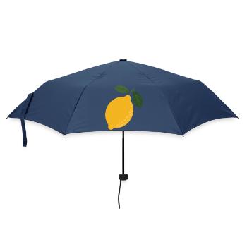 Zitrus-Illustration mit Zitronenblättern - Regenschirm (klein) - Navy - Vorne