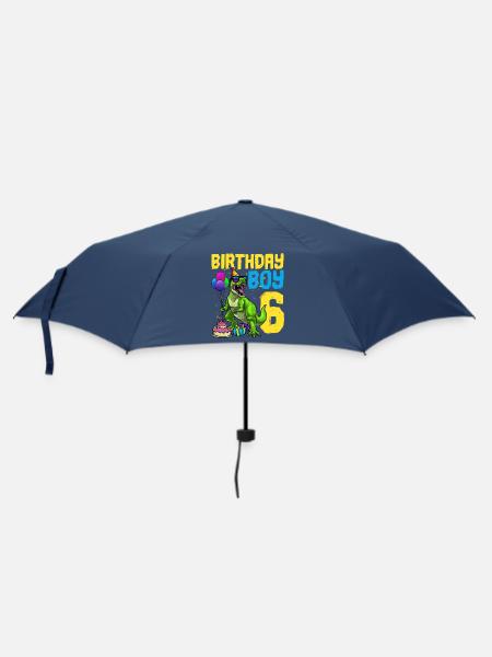 6. Geburtstag Dinosaurier Kindergeburtstag - Regenschirm (klein) - Navy