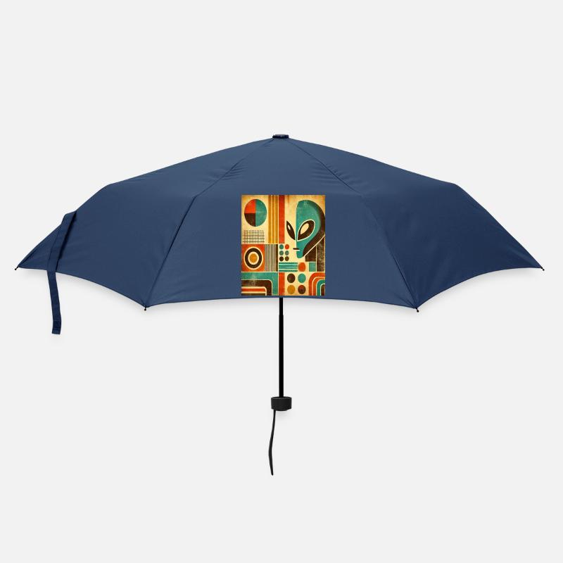 Retro abstract image with Alien face. - Umbrella (small) - navy
