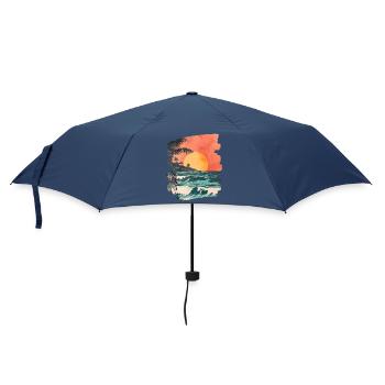 Strand Palmen Sonnenuntergang Sommer - Regenschirm (klein) - Navy - Vorne