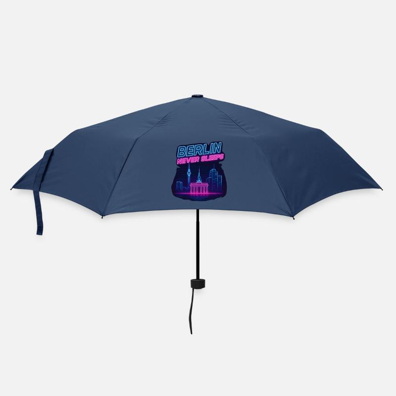 Berlin Never Sleeps Neon Skyline Design - Regenschirm (klein) - Navy