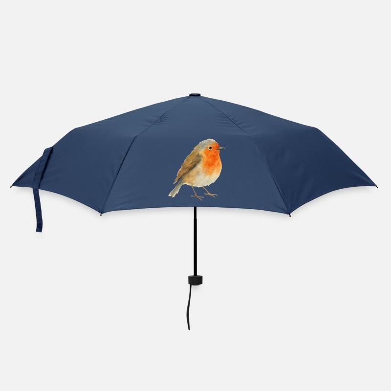Aquarell Rotkehlchen - Regenschirm (klein) - Navy