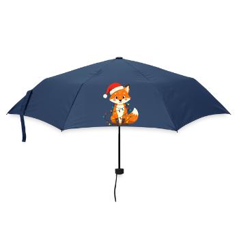 Fuchs Weihnachten süß lustig weihnachtlich witzig - Regenschirm (klein) - Navy - Vorne