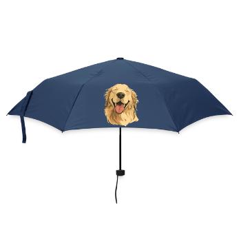 Lächelnder Golden Retriever - Regenschirm (klein) - Navy - Vorne