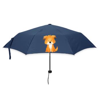 Dog Friend – Sweet and Cute Illustration - Umbrella (small) - navy - Front